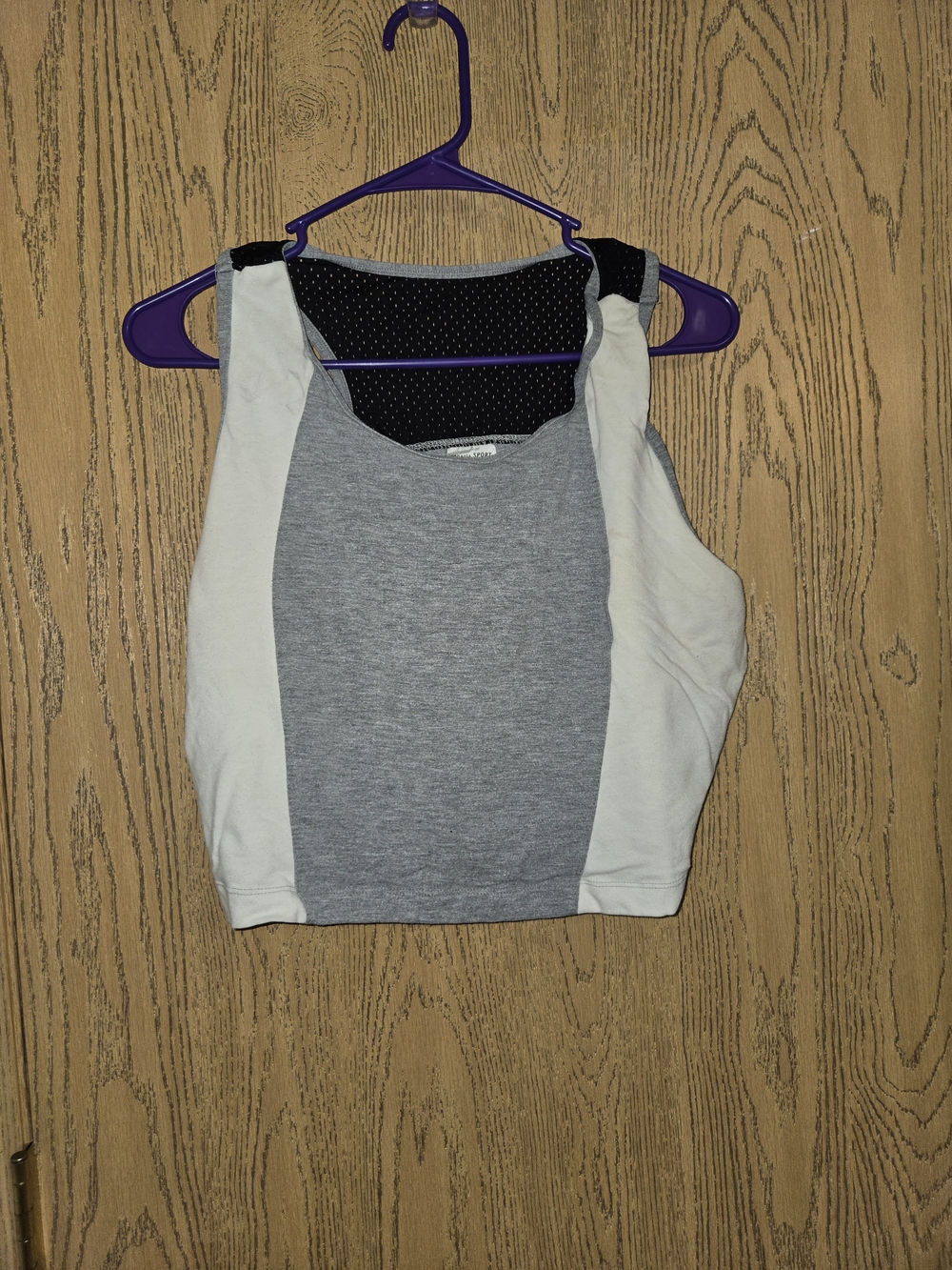 Cropped Panel Tank Top in Grey and White